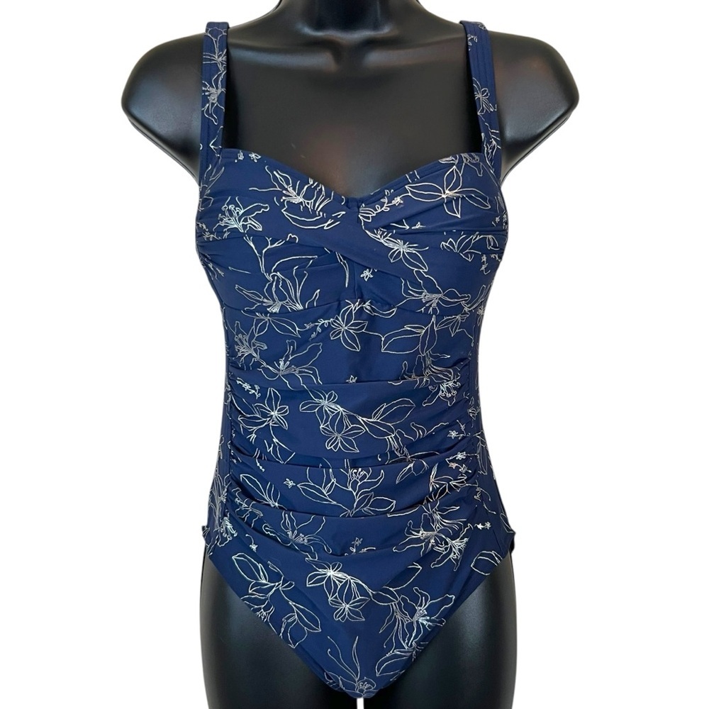 Nip tuck Garden Line Foil Tummy Control Navy Swimsuit